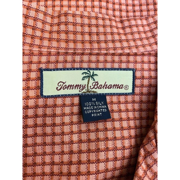 Tommy Bahama Silk Shirt Salmon Pink Button Up Short Sleeve Mens Medium - Picture 4 of 4